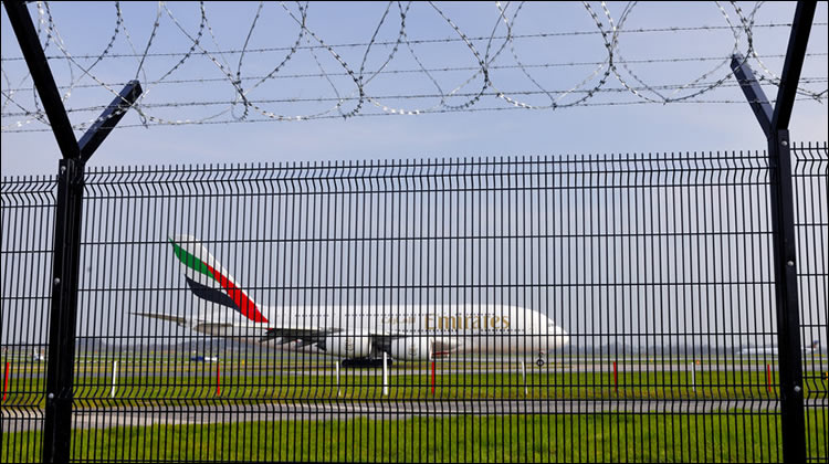 Airport security fencing of Concertina razor wire and high density welded mesh panels